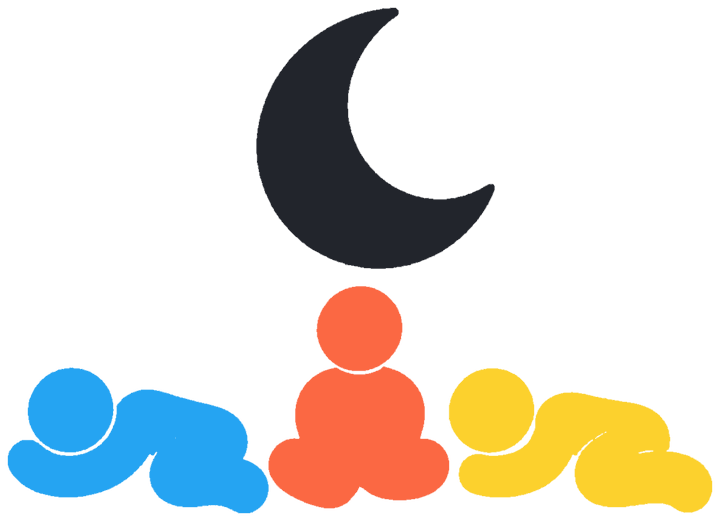 月の下で眠る2人と、起きている1人
