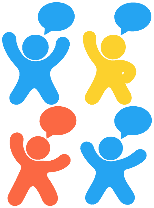 1人だけ違う吹き出しを持つ4人