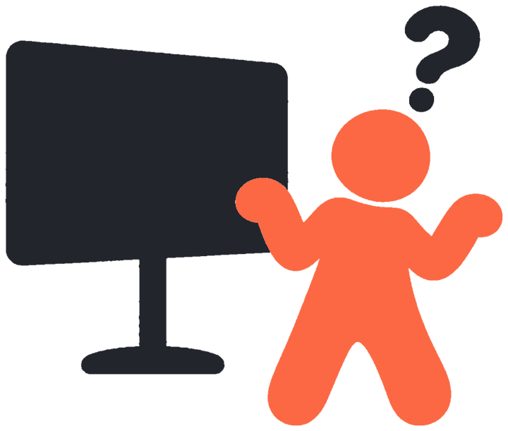真っ暗なスクリーンと、困っている1人